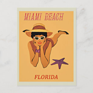 Miami Beach Vintage Reiseplakat Postkarte