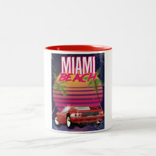 Miami Beach Vintage-Reiseposter Zweifarbige Tasse