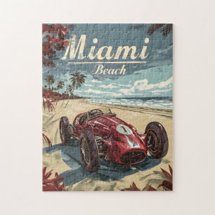 Miami Beach Vintager Rennwagen Puzzle