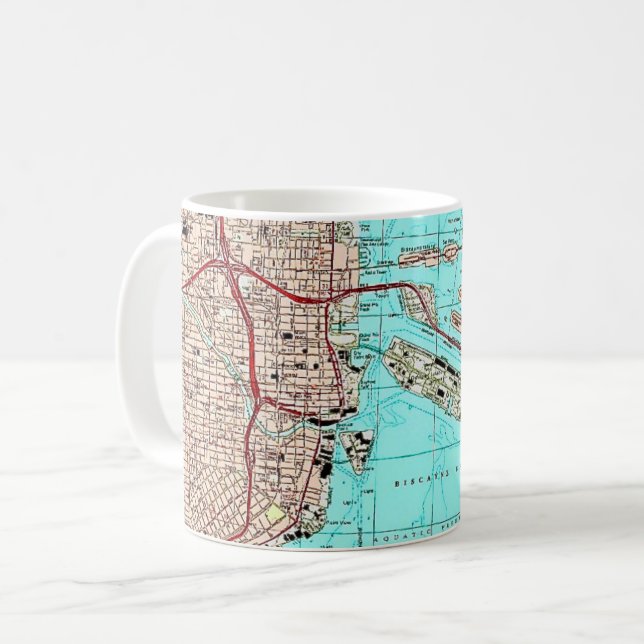 Miami Biscayne Bay Karte Tasse (Vorderseite Links)