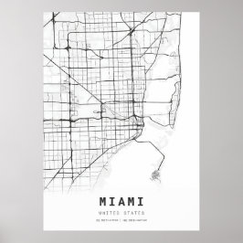 Miami Cartography City Map Poster