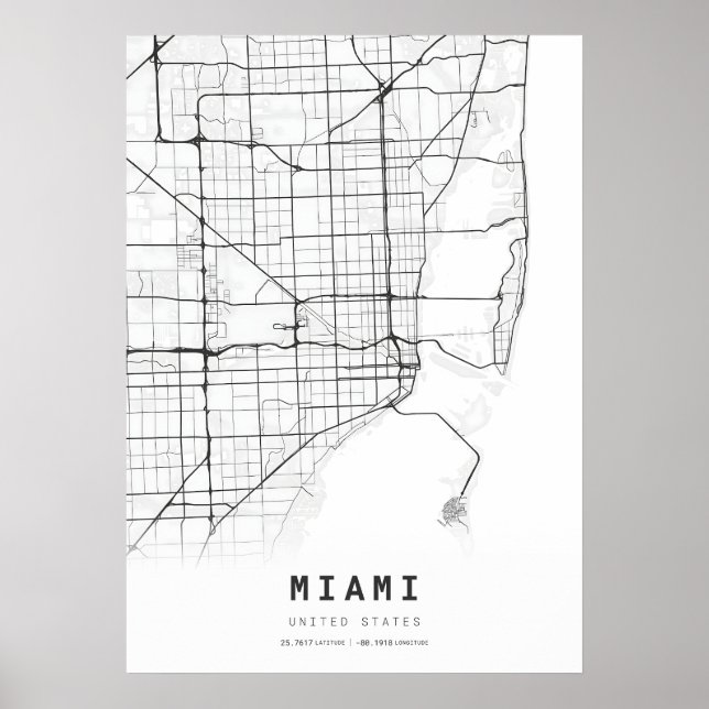 Miami Cartography City Map Poster (Vorne)