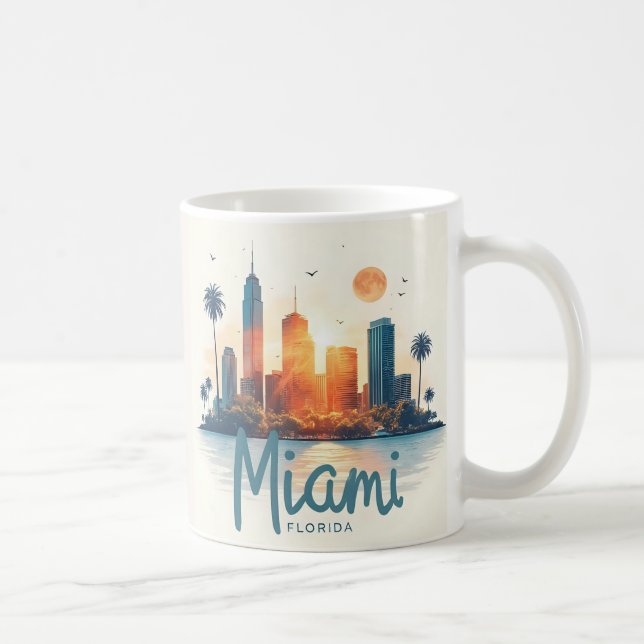 Miami City Florida Skyline Kaffeetasse (Rechts)