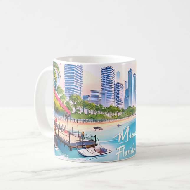 Miami City Florida Skyline Kaffeetasse (Vorderseite Links)
