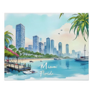 Miami City Florida Skyline Poster