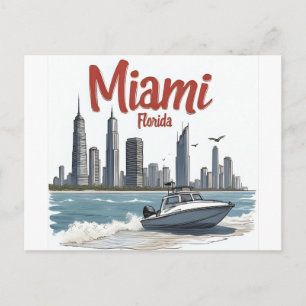 Miami City Florida Skyline Postkarte