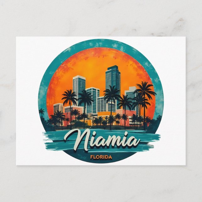 Miami City Florida Skyline Postkarte (Vorderseite)