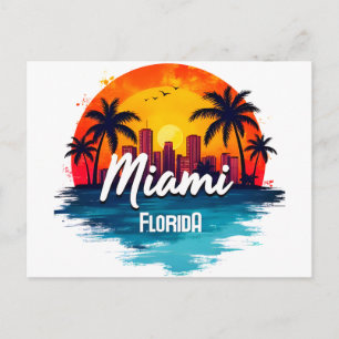 Miami City Florida Skyline Postkarte
