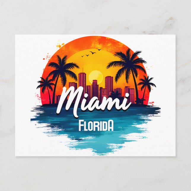 Miami City Florida Skyline Postkarte (Vorderseite)