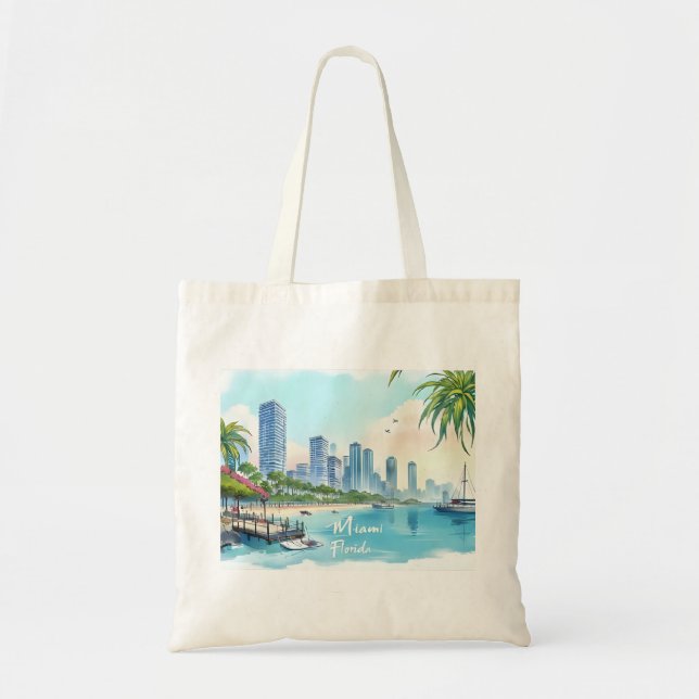 Miami City Florida Skyline Tragetasche (Vorne)