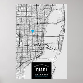 Miami City Map + Ihr Location Poster markieren