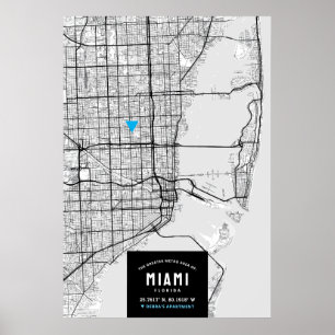 Miami City Map + Ihr Location Poster markieren