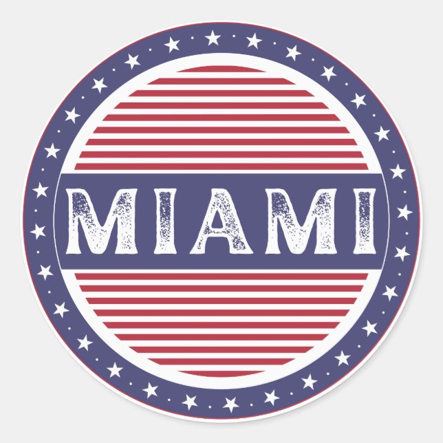 Miami City Pride Emblem – American Identity Runder Aufkleber (Vorderseite)