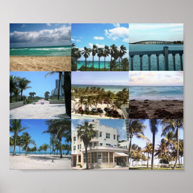 Miami Collage - 50 Shades of Blue Poster (Vorne)