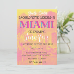 Miami Destination Bachelorette Weekend Party Einladung