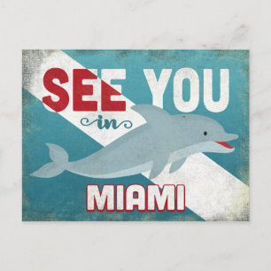 Miami Dolphin - Retro Vintage Reise Postkarte