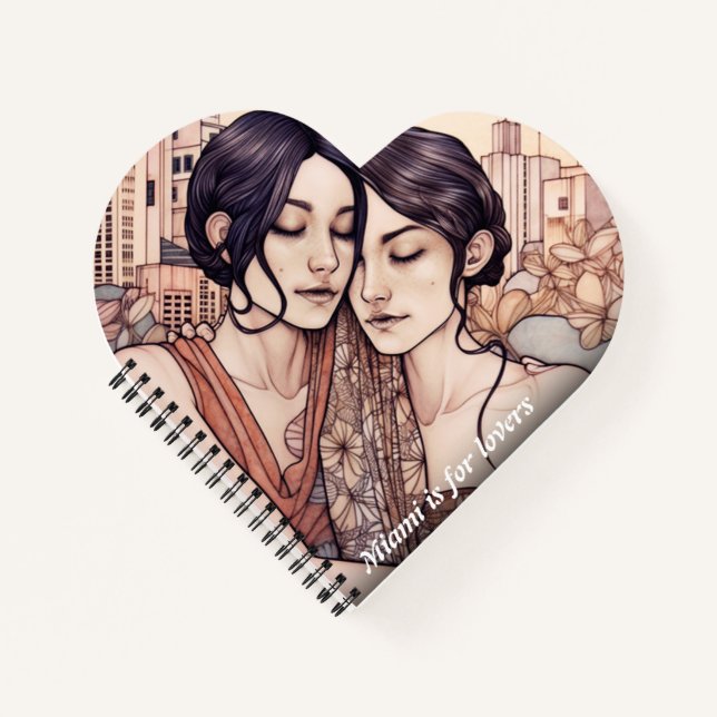 Miami Downtown Women Cuddling Lesbians Zeichnend Notizbuch (Vorderseite)
