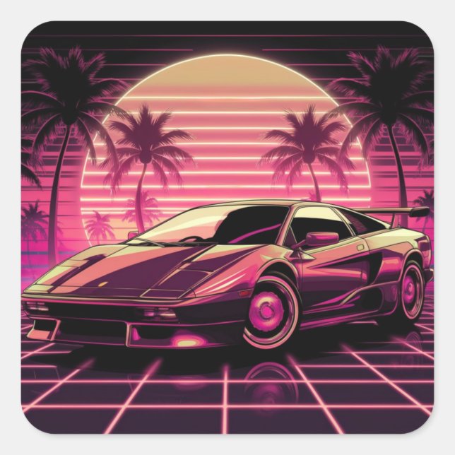 Miami Dreams Quadratischer Aufkleber (Vorderseite)