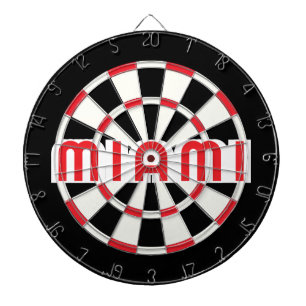 MIAMI Einfach Modern Schwarz Weiß Rot Dartscheibe