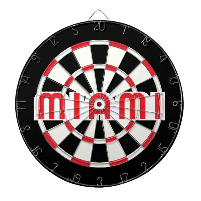 MIAMI Einfach Modern Schwarz Weiß Rot Dartscheibe (vorne)