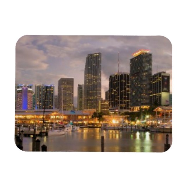 Miami financial skyline at dusk magnet (Horizontal)