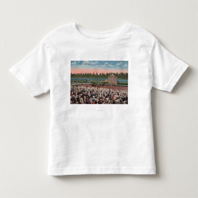 Miami, FL - Ansicht von Hialeah Park mit Pferd Kleinkind T-shirt (Vorderseite)