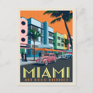 Miami, FL  Art Deco Postkarte