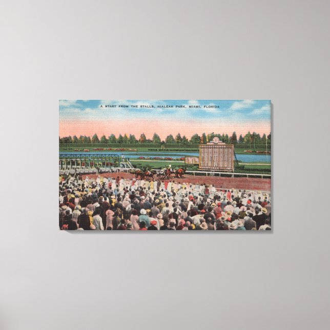 Miami, FL - Aussicht auf den Hialeah-Park mit Pfer Leinwanddruck (Vorderseite)