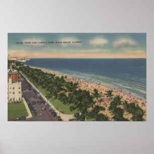 Miami, FL - Ozean-Antrieb und Lummus Park Poster