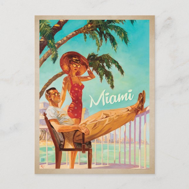Miami, FL -Paar Postkarte (Vorderseite)