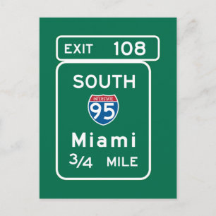 Miami, FL Road Sign Postkarte