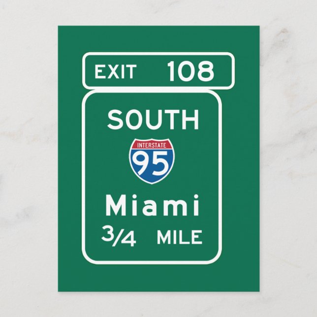 Miami, FL Road Sign Postkarte (Vorderseite)