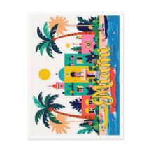 Miami Florida Abstrakt Vintage Travel Illustration