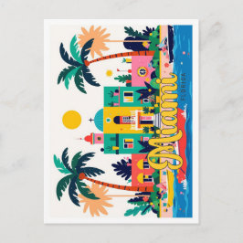 Miami Florida Abstrakt Vintage Travel Illustration Postkarte