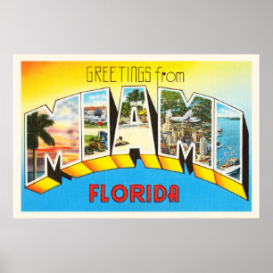 Miami Florida alte Vintage Reise-Andenken Floridas Poster