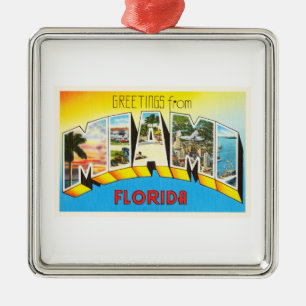 Miami Florida alte Vintage Reise-Andenken Floridas Silbernes Ornament