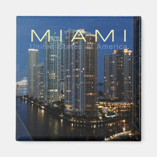 Miami Florida am Nachtreise-Foto-Kühlschrankmagne Magnet