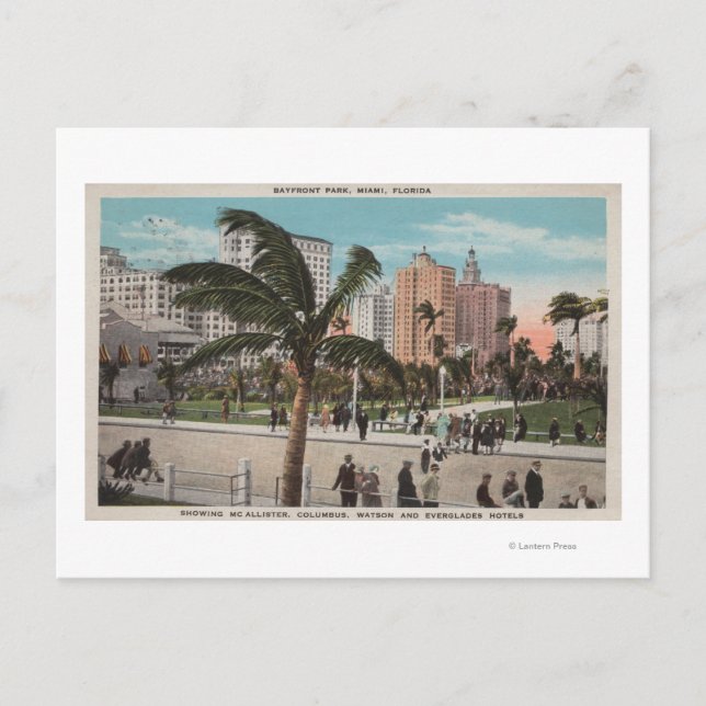 Miami, Florida - Aussicht auf Bayfront Park & Hote Postkarte (Vorderseite)