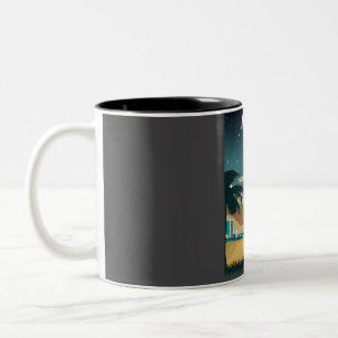 Miami Florida bei Nacht Vintage Minimal Retro Stra Zweifarbige Tasse