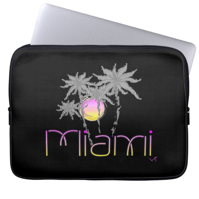 Miami, Florida Black Cool Graphic Laptopschutzhülle (Vorderseite)