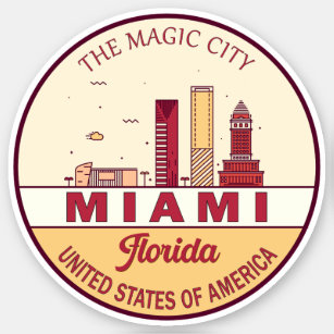 Miami Florida City Skyline Emblem Aufkleber