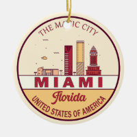 Miami Florida City Skyline Emblem
