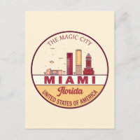 Miami Florida City Skyline Emblem