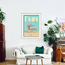 Miami Florida Classic Lifeguard Tour Art Deco Poster