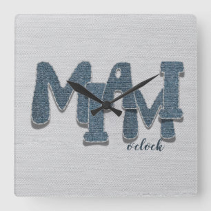 Miami Florida Denim Buchstaben Wanduhr
