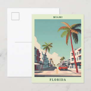 Miami Florida Elegante Kunst Vintage Reise Postkarte