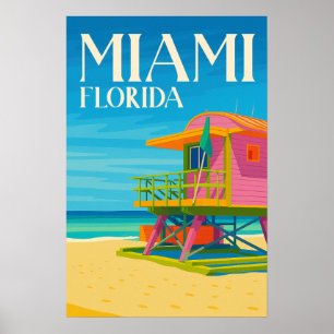 Miami Florida Farbstrand Reise Poster
