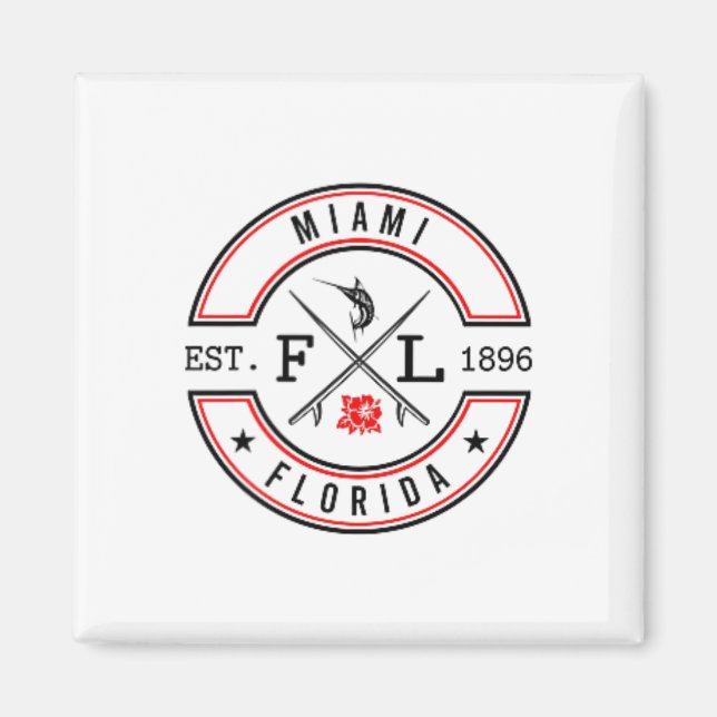 Miami Florida Fl Retro Surfer Strandfront Und Ck  Magnet (Vorne)