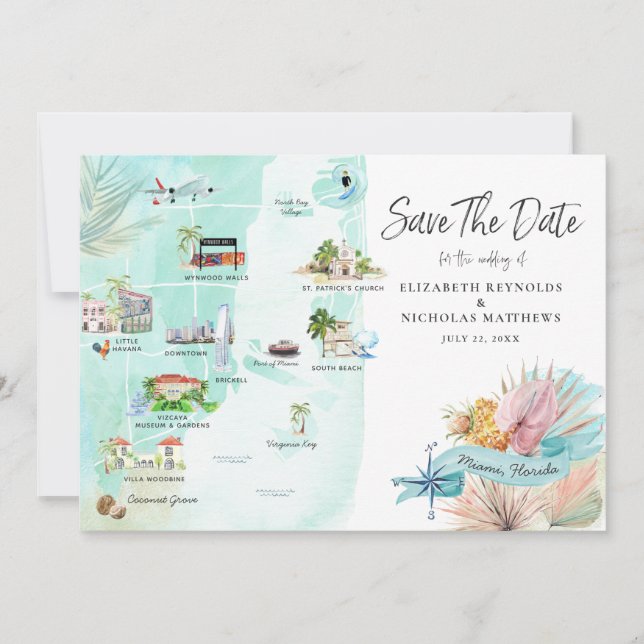 Miami Florida | Hochzeit in Urlaubsort Fahrplan (Vorderseite)