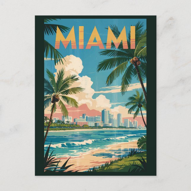 Miami Florida Illustration Kunst, Dichtung und Mus Postkarte (Vorderseite)